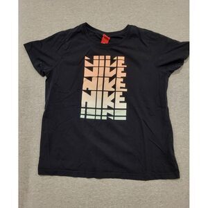 Vintage Nike T Shirt‎ Men's Black With Red Tag Spell Out Athletics 90s Y2k Sz XL